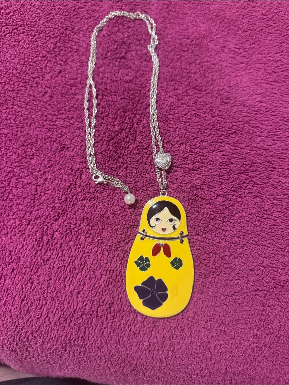 Yellow Matryoshka Pendant Necklace